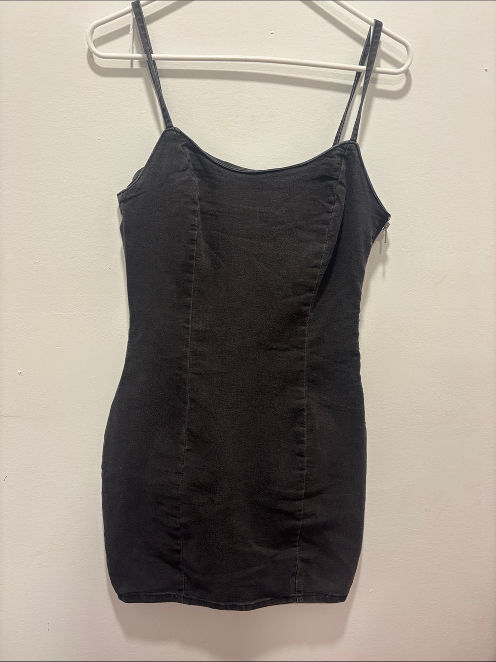 Black Spaghetti Strap Bodycon denim Dress